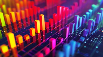 Leinwandbilder - A colorful bar chart comparing market trends, with rising and falling bars