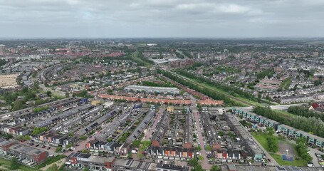 Wall Mural - Aerial view of a residential neighborhood in Purmerend city, North Holland, The Netherlands