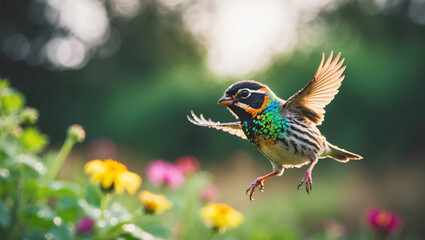 baby bird in first flight.