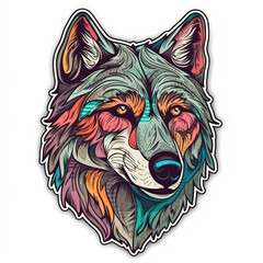 Wall Mural - Cartoon style wolf sticker, badge design