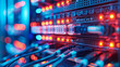 © sergign - A close-up view of server cables and hardware components in a data center, showcasing the vibrant and intricate setup essential for modern networking.