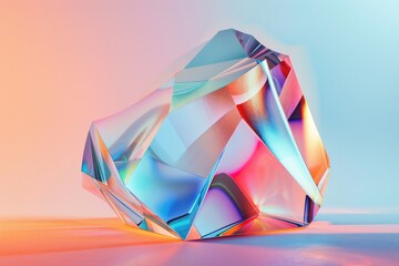 Poster - Abstract metallic holographic colored shape
