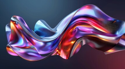 Poster - Abstract metallic holographic colored shape