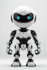 Poster - Advanced humanoid robot with blue eyes in a futuristic setting