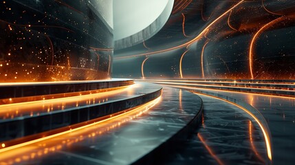 Leinwandbilder - Tech-inspired Abstract Design:: Modern and Minimalist Style, Spacious White Center for Text, Ultra HD with High-tech Elements