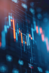 Poster - Close-up of a digital financial stock market chart showing data and trends, perfect for financial and business themed projects.