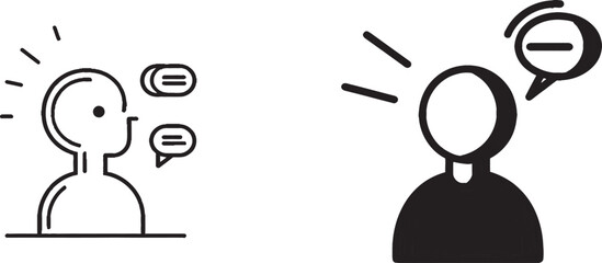 Poster - Agent talkline icon. Continuous one line with curl. Business management sign. Speech bubble symbol. Agent outline ribbon. Loop curve pattern. Vector..