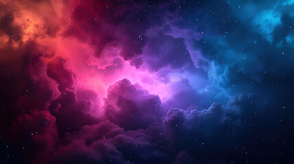 Wall Mural - A breathtaking, colorful nebula in deep space with vibrant hues of red, purple, and blue, surrounded by stars and cosmic clouds.