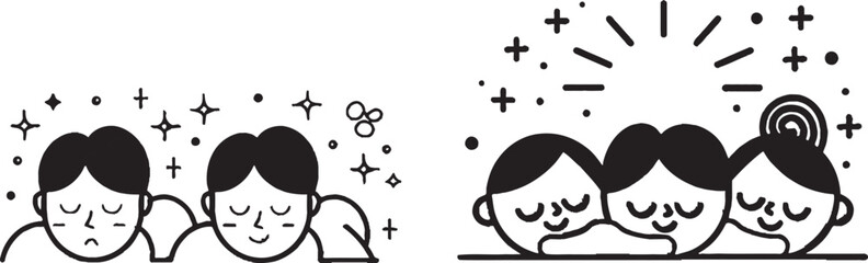 Poster - Modern illustration of sleep line. Continuous one line icon with curl. Family night sign. Sleeping people symbol. Sleep single outline ribbon. Loop curve pattern.