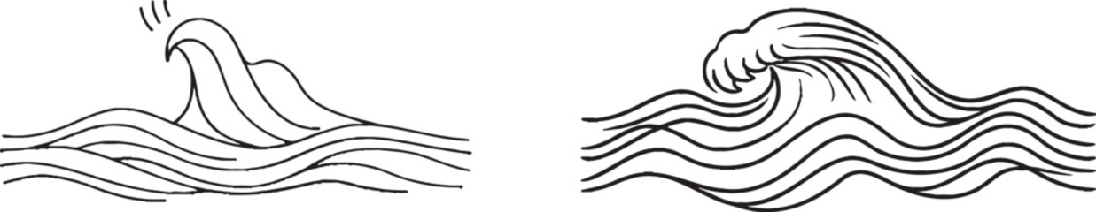 Poster - Continuity of ocean waves continuous single line drawing modern illustration.