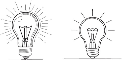 Fototapete - An eps 10 file with one continuous line art idea of a light bulb. A creative teamwork lamp concept in response to various challenges.