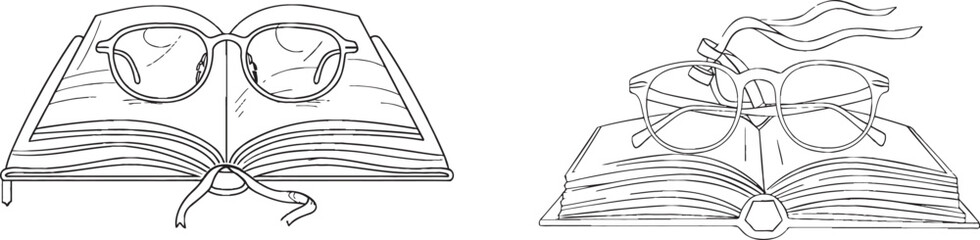 Fototapete - An icon of science. Pen and notebook with continuous lines.