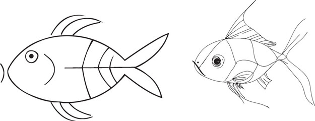 Aufkleber - Illustration of a fish in one continuous line.