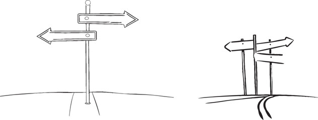Fototapete - Road arrow road sign single illustration. Continuous road sign journey background board guidance information concept.