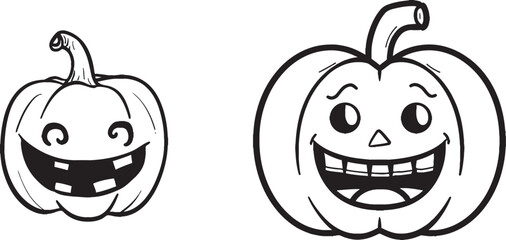 Wall Mural - Halloween decoration one-line pumpkin. Illustration of an autumn party with a smile.