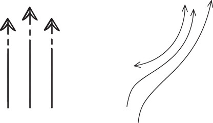 Poster - Modern arrows drawing with one line. Three black arrows with continuous line. Modern arrows drawing with one line.