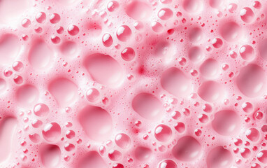 Poster - Close-up of pink soap bubbles creating an abstract and textured background, perfect for use in design projects, presentations, and marketing materials.