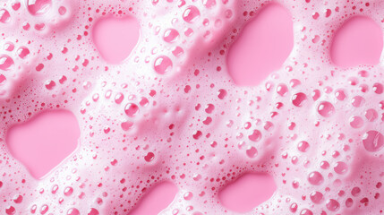 Poster - Close-up of pink soap foam bubbles creating a textured pattern. Light and shadow play on bubbly surface. Ideal for backgrounds and hygiene concepts.