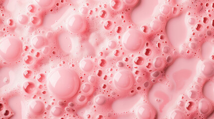 Poster - Close-up of pink bubbly surface with various sized bubbles. Detailed textured background image with vibrant color and intricate patterns.