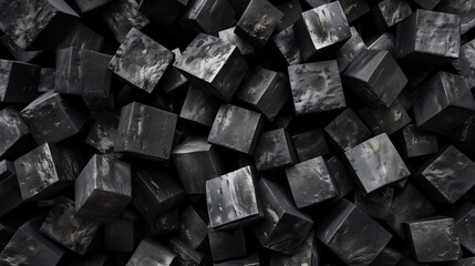 Poster - abstract background with black rock cubes, modern 3d wallpaper, business background 