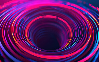 Poster - Vibrant abstract image featuring mesmerizing neon light trails swirling into a vortex, creating a sense of dynamic motion and depth in a dark, futuristic setting.