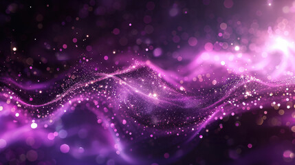 Poster - Abstract purple light waves and bokeh effect background, perfect for festive, dreamy, or magical themed designs and wallpapers.