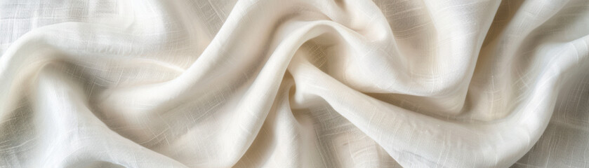 Poster - elegant white fabric with a soft, flowing texture, creating a serene and luxurious backdrop ideal fo
