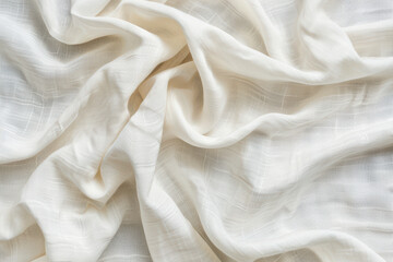 Poster - close-up of smooth, white, and crumpled fabric texture. ideal for backgrounds, textile design, and f
