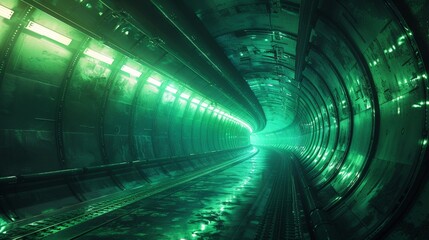 Wall Mural - mystical perspective: enigmatic tunnel with dynamic lighting for wallpaper design
