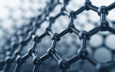 Poster - Close-up of a graphene molecular structure. Concept of nanotechnology, advanced materials, and scientific innovation in modern chemistry.