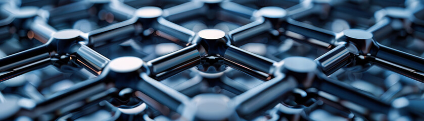 Poster - Close-up of a futuristic metallic lattice structure with intricate connections, showcasing modern technology and engineering marvels.