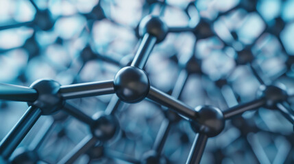 Poster - Close-up of a nano structure. Conceptual image of nanotechnology, molecular science, and futuristic materials. High-resolution, blue-toned background.