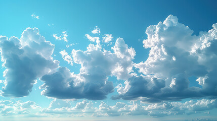 Wall Mural - vibrant blue sky filled with fluffy, white clouds on a sunny day, perfect for backgrounds, nature th