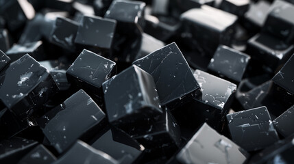 Poster - abstract background with black rock cubes, modern 3d wallpaper, business background 