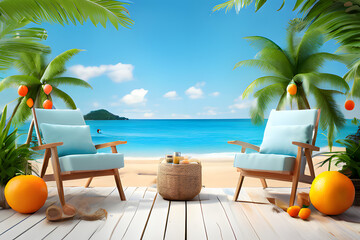 Wall Mural - beach with palm trees