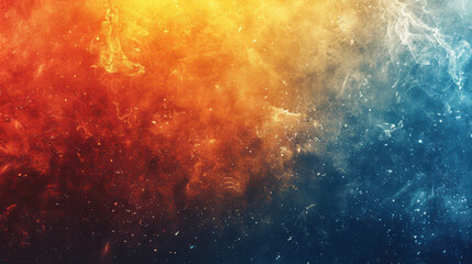 Poster - stunning abstract blend of fiery red, warm orange, and cool blue wisps creating a dynamic and vibran