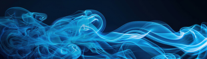 Poster - Abstract image featuring blue, flowing smoke-like lines against a dark background. Ideal for artistic, digital, or conceptual design projects.