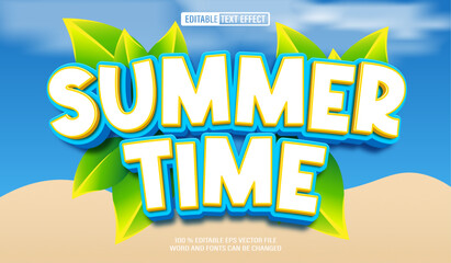 Poster - Editable 3d text style effect - Summer Time text effect Template