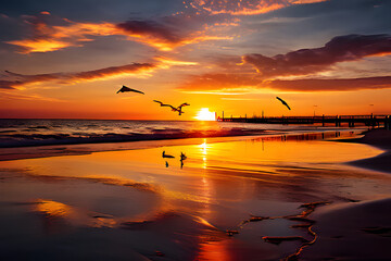 Canvas Print - sunset at the beach