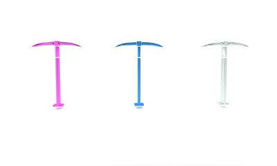 Poster - Colorful Pickaxe icon isolated on white background. Minimalism concept. 3D render illustration