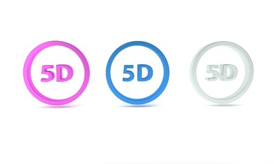 Poster - Colorful 5d virtual reality icon isolated on white background. Large three-dimensional logo. Minimalism concept. 3D render illustration
