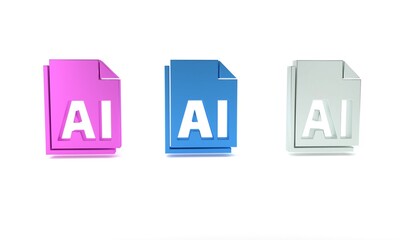 Canvas Print - Colorful AI file document. Download ai button icon isolated on white background. AI file symbol. Minimalism concept. 3D render illustration