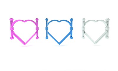 Poster - Colorful Heart with Bezier curve icon isolated on white background. Pen tool icon. Minimalism concept. 3D render illustration