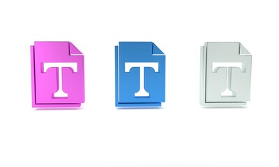 Poster - Colorful Text file document icon isolated on white background. Minimalism concept. 3D render illustration