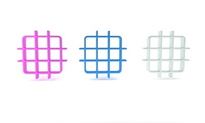 Poster - Colorful Grid graph paper icon isolated on white background. Minimalism concept. 3D render illustration