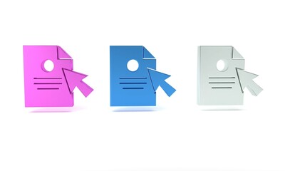 Poster - Colorful Document and cursor icon isolated on white background. File icon. Checklist icon. Business concept. Minimalism concept. 3D render illustration