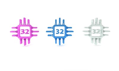 Aufkleber - Colorful Computer processor with microcircuits CPU icon isolated on white background. Chip or cpu with circuit board. Micro processor. Minimalism concept. 3D render illustration