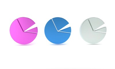Poster - Colorful Pie chart infographic icon isolated on white background. Diagram chart sign. Minimalism concept. 3D render illustration