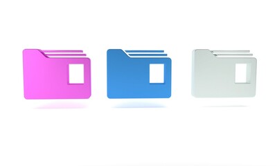 Poster - Colorful Document folder icon isolated on white background. Accounting binder symbol. Bookkeeping management. Minimalism concept. 3D render illustration