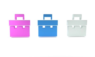 Poster - Colorful Briefcase icon isolated on white background. Business case sign. Business portfolio. Minimalism concept. 3D render illustration